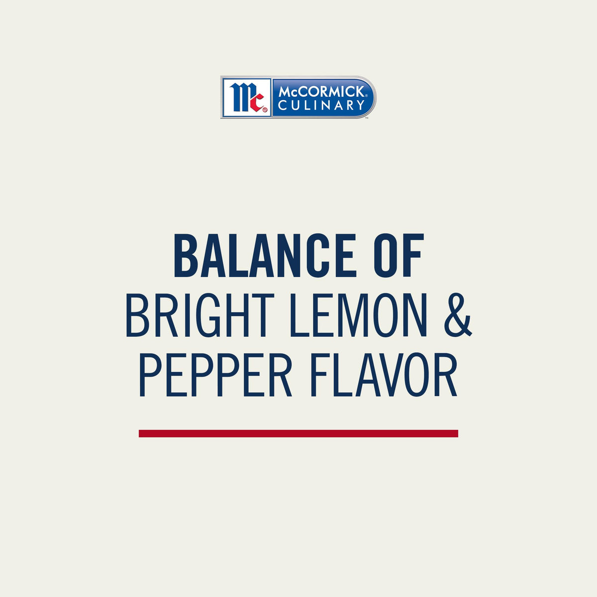 Close view of McCormick Culinary Lemon & Pepper seasoning label detail, premium chef-grade flavor.
