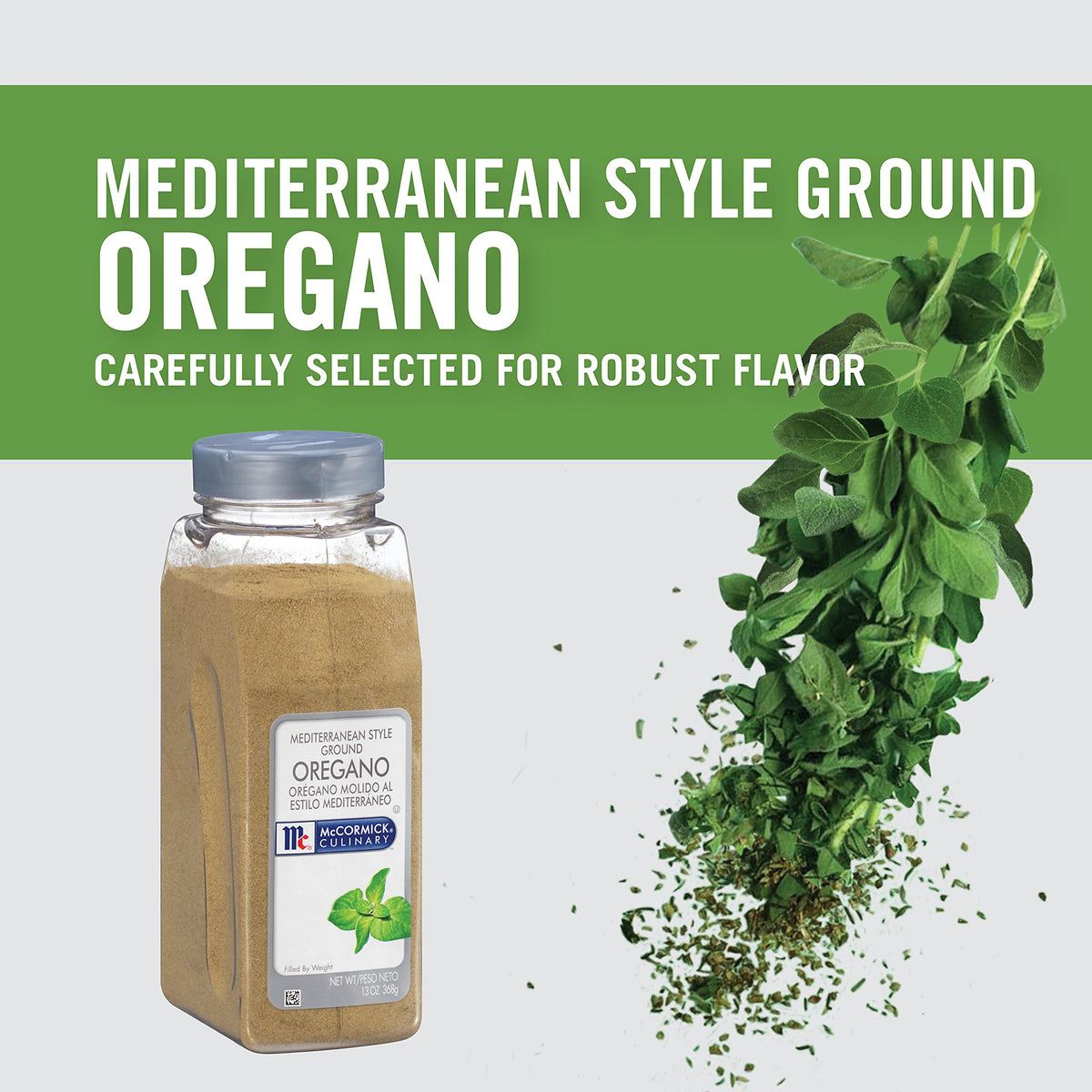 Pizza scene with oregano sprinkle suggests quick flavor lift for homemade pies.