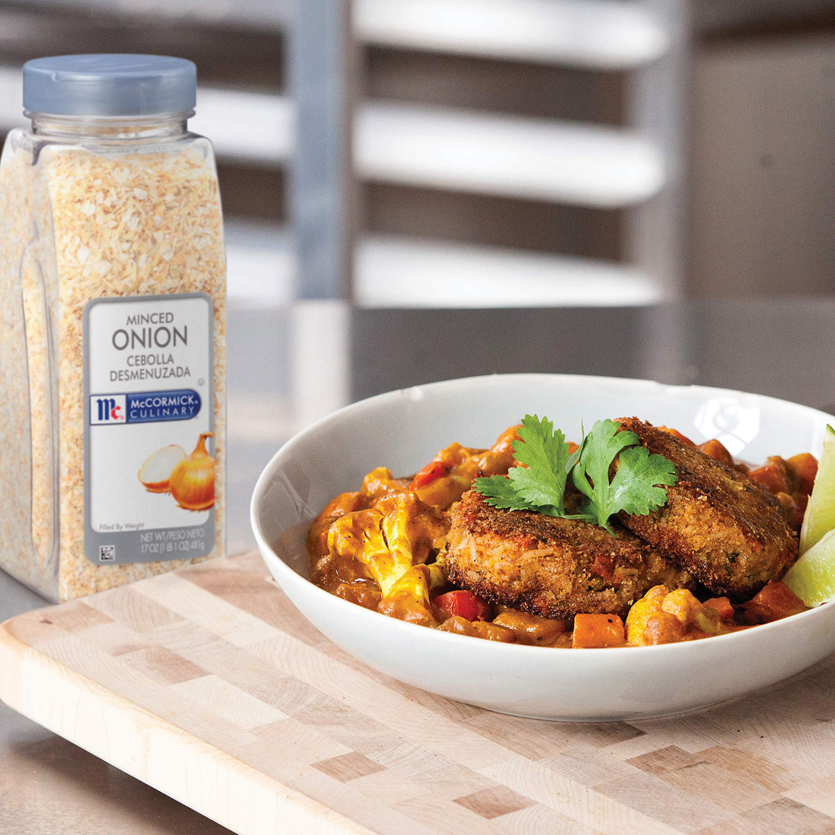 McCormick Culinary Minced Onion in slow cooker stew demonstrates convenience.