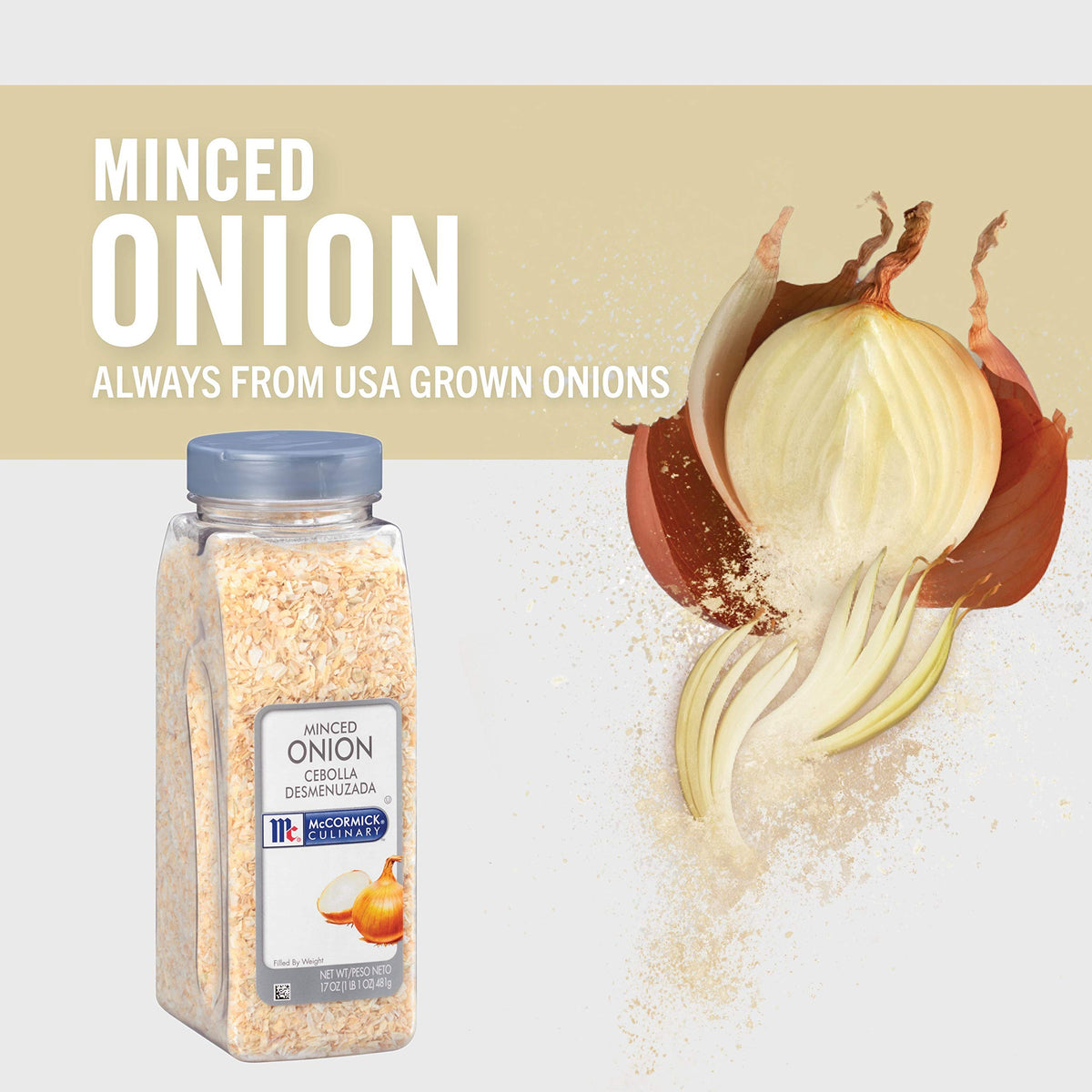 Minced Onion added to soup by McCormick Culinary demonstrates rich flavor and texture.