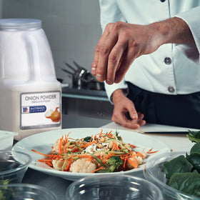 Kosher, no added MSG label on McCormick Culinary Onion Powder.