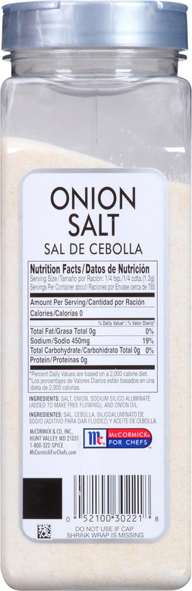 McCormick Culinary Onion Salt shaker in action seasoning vegetables with onion notes.