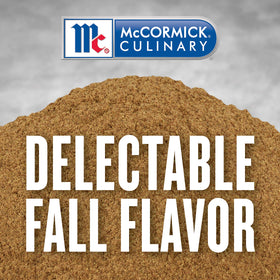 McCormick Culinary Pumpkin Pie Spice bottle-dispense showcases cinnamon, nutmeg, and ginger for beverages