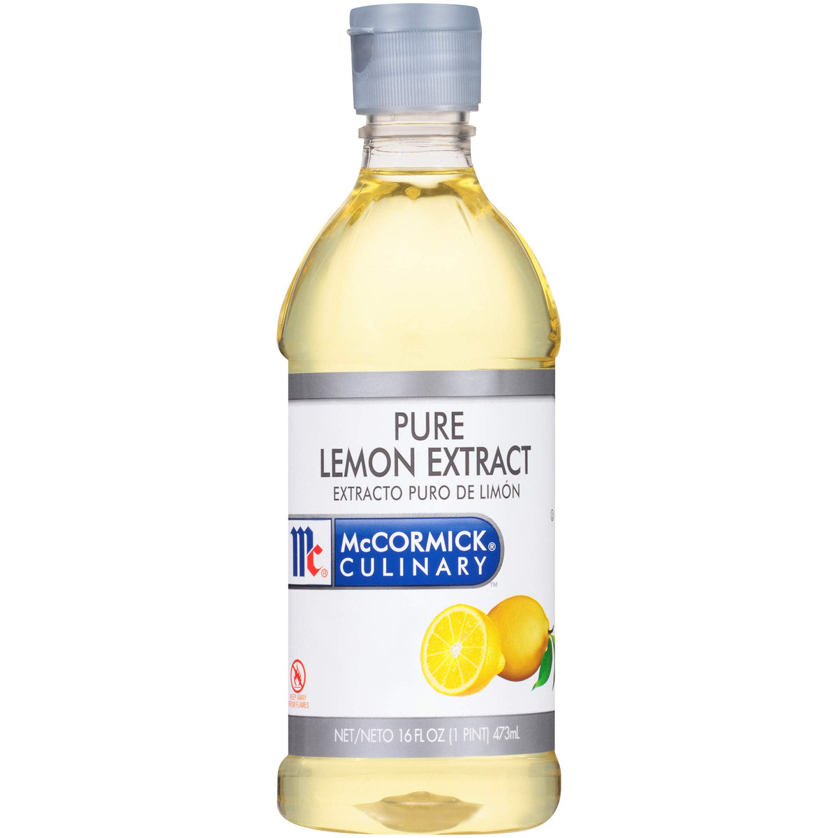 McCormick Culinary Pure Lemon Extract bottle—bright lemon oil adds subtle citrus to baked goods.