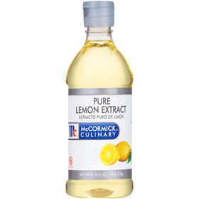 McCormick Culinary Pure Lemon Extract bottle—bright lemon oil adds subtle citrus to baked goods.
