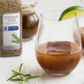McCormick Culinary rosemary leaves on the kitchen counter suggesting ready-to-use spice versatility.