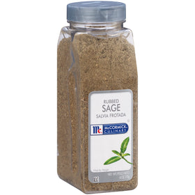McCormick Culinary Rubbed Sage bottle with handle for easy pouring.