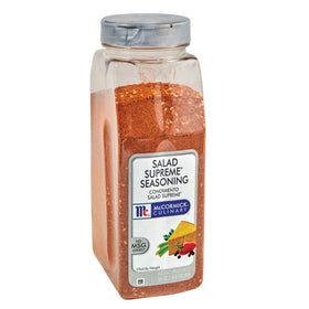 McCormick Culinary Salad Supreme seasoning bottle adds bold flavor to salads.