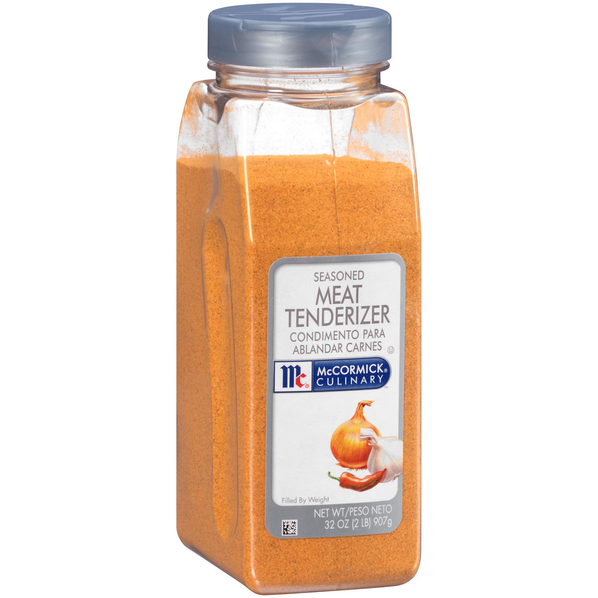 McCormick Culinary Seasoned Meat Tenderizer bottle ready to tenderize juicy beef and chicken.
