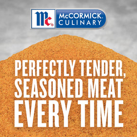 McCormick tenderizer on grill-ready beef roast suggests enhanced texture and flavor.