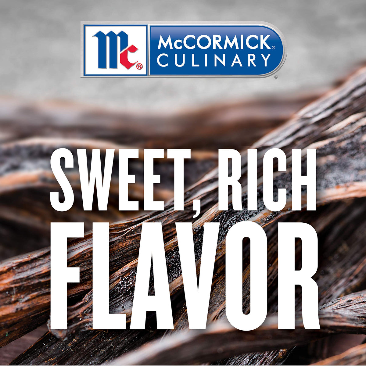 Label close-up showing purity of McCormick Culinary Vanilla Extract