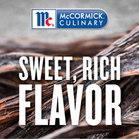Label close-up showing purity of McCormick Culinary Vanilla Extract