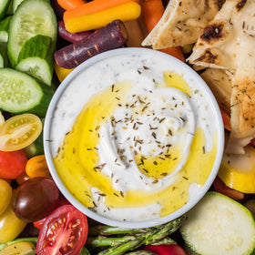 McCormick Culinary Za'atar on hummus, elevating creamy dip with bright sesame and lemon notes.