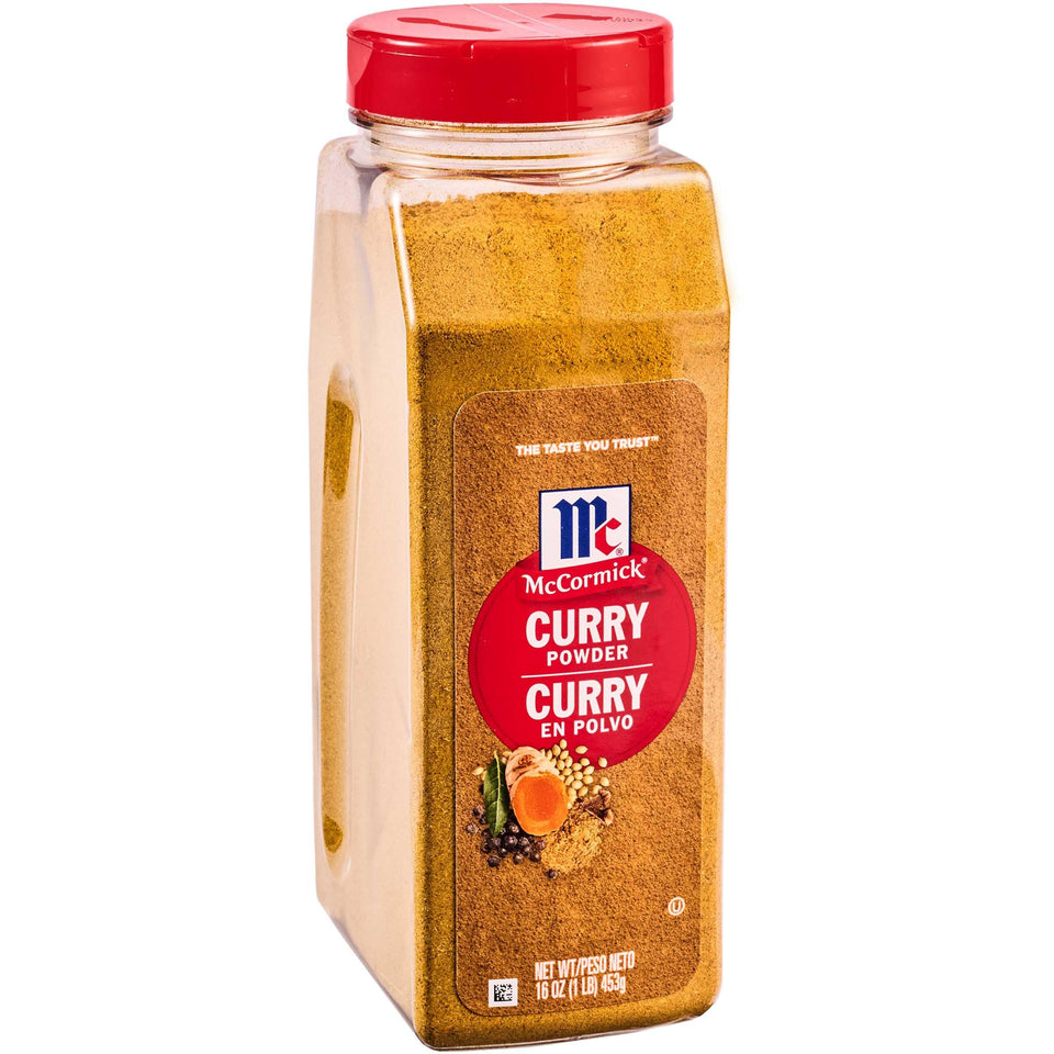 McCormick Curry Powder jar front view, ideal for bold curries and rice.