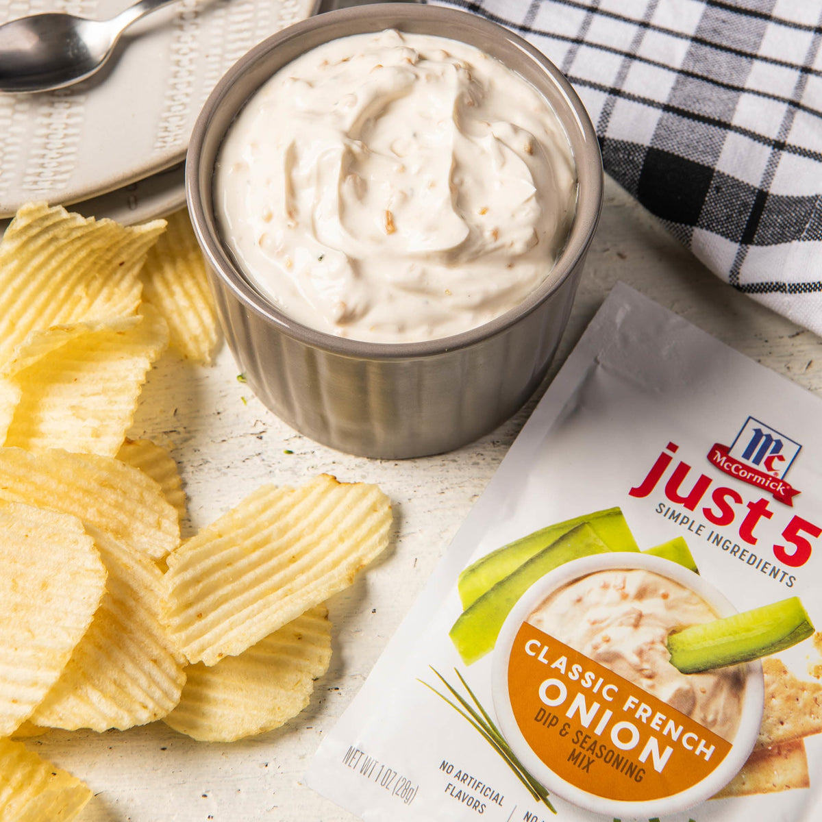 Dipping shot with McCormick seasoning shows easy, mess-free application