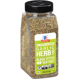 McCormick all purpose seasoning bottle pour for quick flavor boost on meats and veggies
