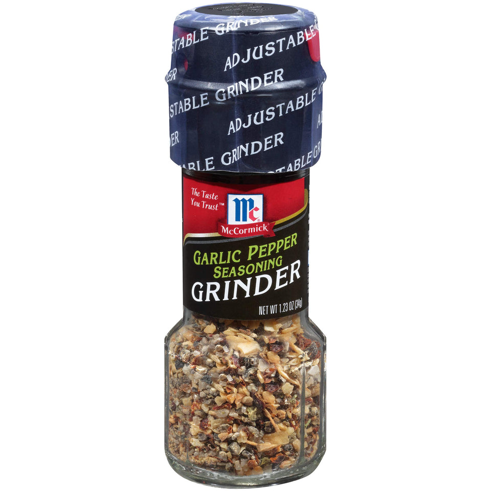 McCormick Garlic Pepper Grinder 3-pack on the counter for easy flavoring