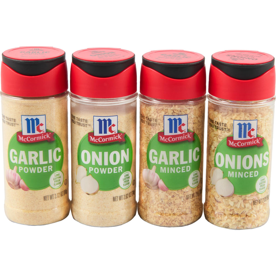 McCormick Garlic Powder Bottle adds umami to pasta, soups, and roasted vegetables.