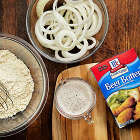 Garlic powder and red pepper added to McCormick beer batter for extra spice