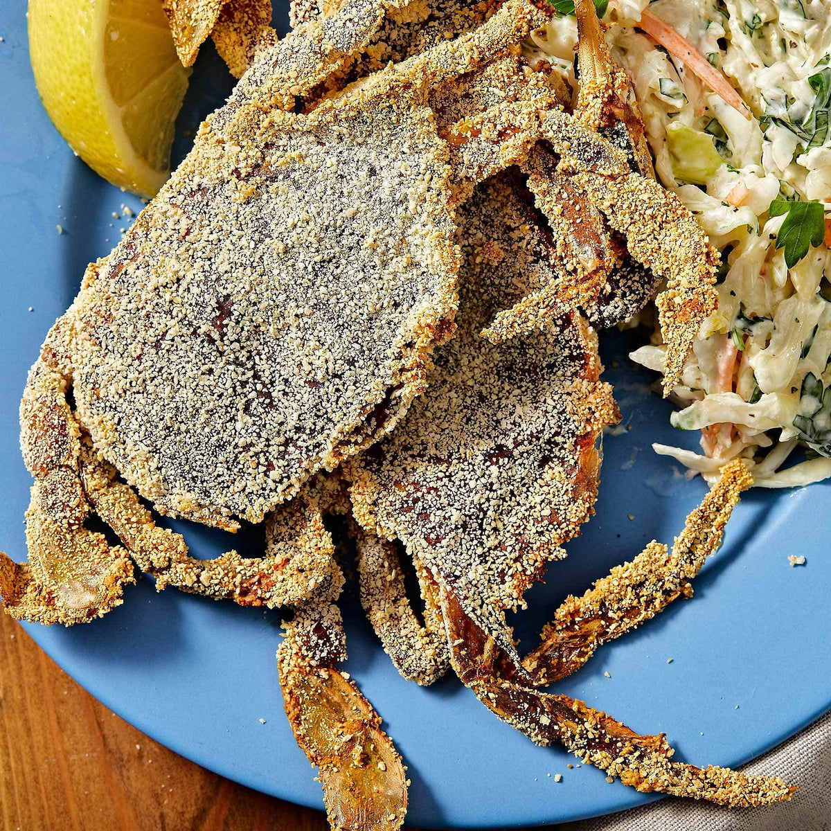 Shrimp coated with Cracker Meal for a crunchy, flavorful bite.