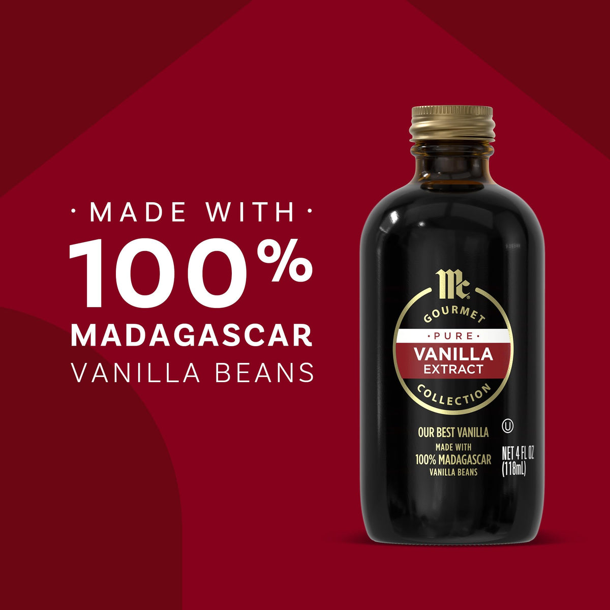McCormick Gourmet Vanilla Extract label closeup highlighting small-batch craftsmanship