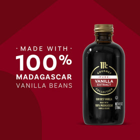 McCormick Gourmet Vanilla Extract label closeup highlighting small-batch craftsmanship