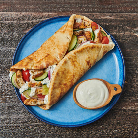Greek salad with feta and olives complements McCormick gyro seasoning.