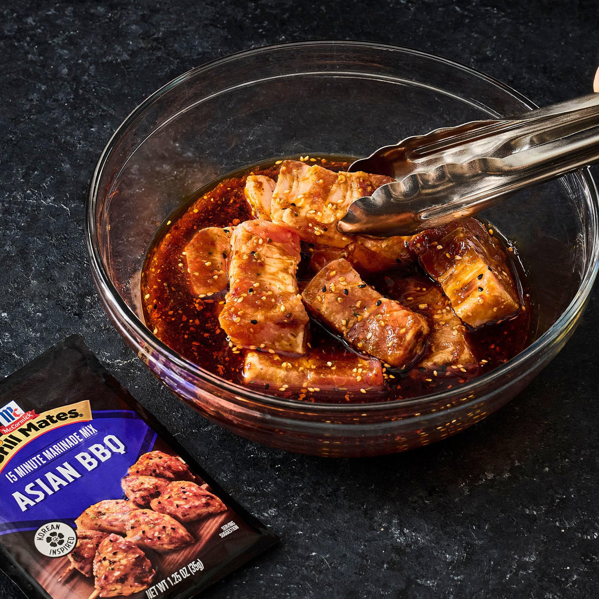McCormick Grill Mates Asian BBQ steak and pork for bold flavor.