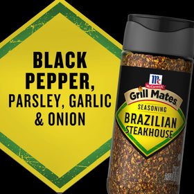 McCormick Grill Mates Brazilian Steakhouse Seasoning on beef plate boosts zesty flavor