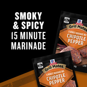 McCormick Grill Mates Chipotle Pepper Marinade enhances pork with smoky heat.