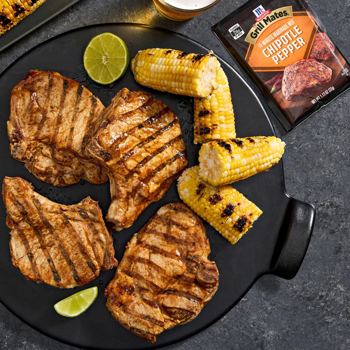 McCormick Grill Mates Chipotle Pepper Marinade elevates seafood flavor with spice.