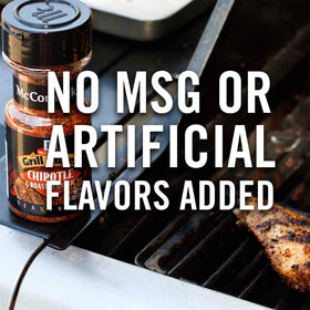 McCormick Grill Mates seasoning on grilled chicken for smoky flavor enhancement