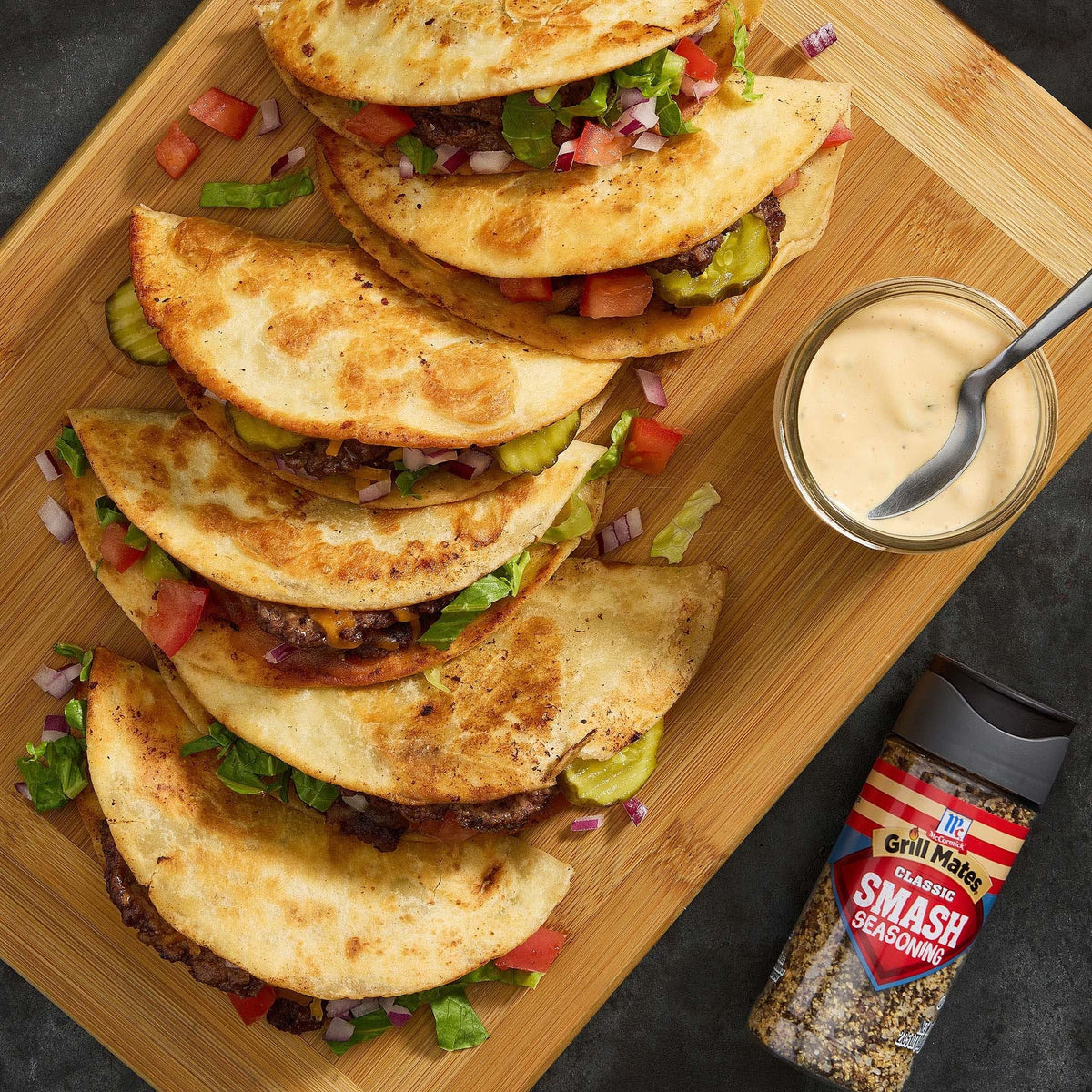 McCormick Grill Mates Classic Smash beef patties ready for smashing