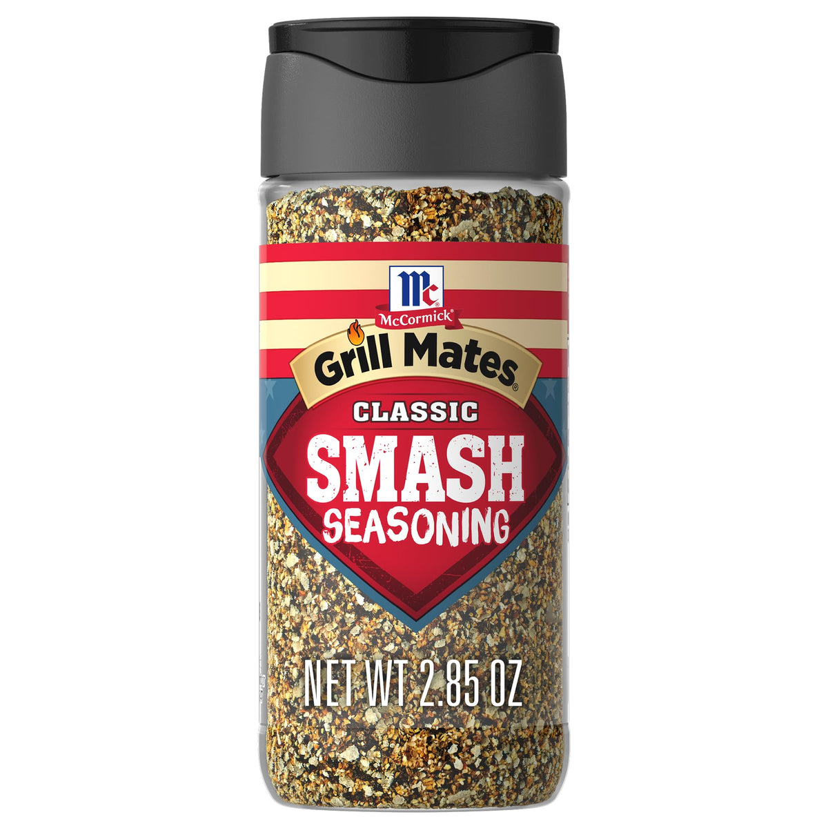 McCormick Grill Mates Classic Smash seasoning tub for bold burgers at home