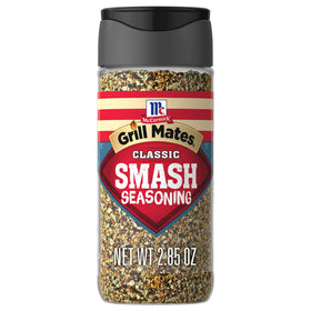McCormick Grill Mates Classic Smash seasoning tub for bold burgers at home