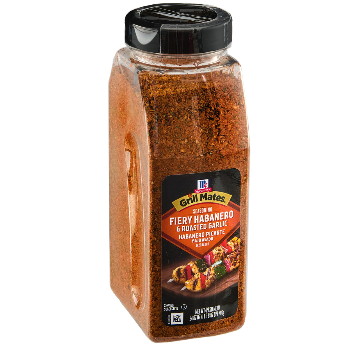 McCormick Grill Mates Fiery Habanero Roasted Garlic jar shows bold flavor ideal for grilling dishes
