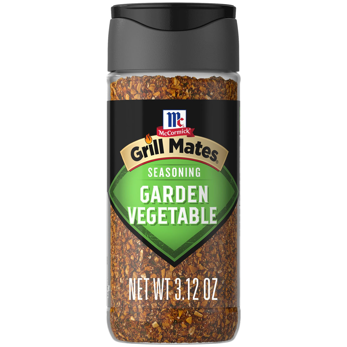 McCormick Grill Mates Garden Vegetable Seasoning bottle closeup for flavorful burgers