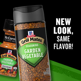 McCormick Grill Mates Garden Vegetable Seasoning packaging on pantry shelf
