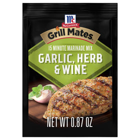 Ingredients close-up showing garlic and thyme aroma with McCormick Grill Mates.