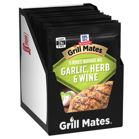 McCormick Grill Mates Garlic, Herb & Wine Marinade Pack front view for quick flavor boost.