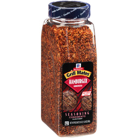 McCormick Grill Mates Hamburger Seasoning bottle shows bold, ready-to-use flavor for burgers