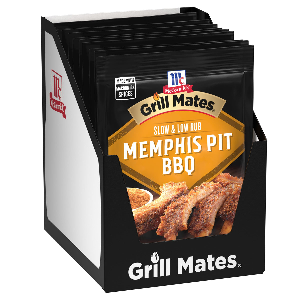 McCormick Grill Mates Memphis Pit Rub pack showcasing natural herbs and spices.