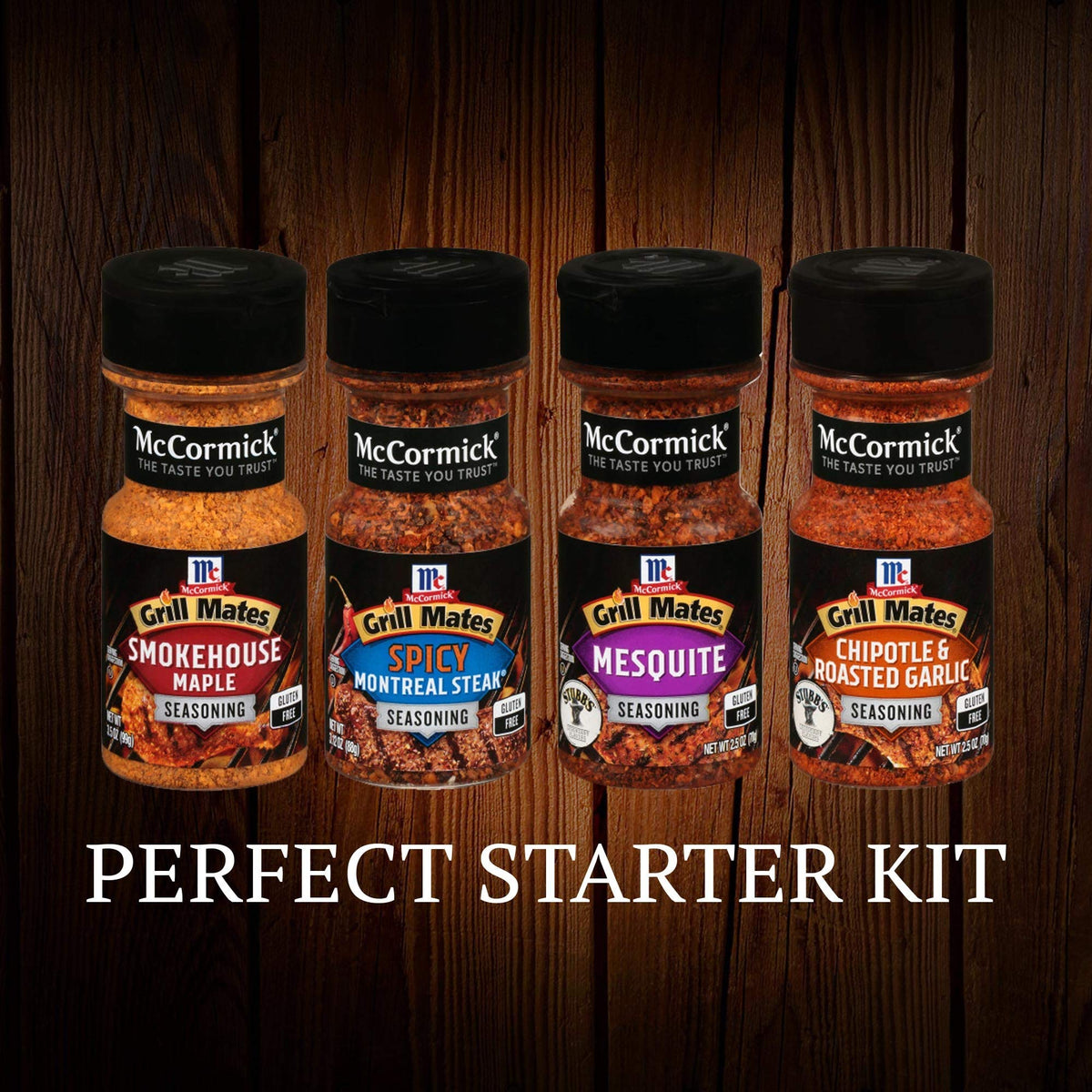 McCormick Grill Mates mesquite seasoning on burgers.