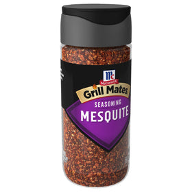 McCormick Grill Mates Mesquite seasoning bottle front, smoky flavor option.