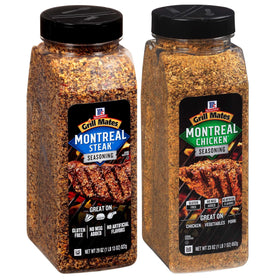 McCormick Grill Mates Montreal steak seasoning bottle on counter boosts grilled flavor
