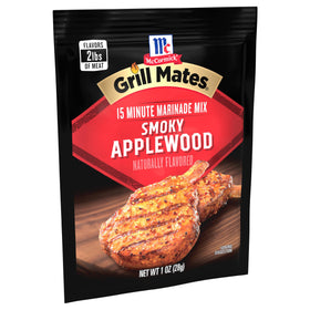McCormick Grill Mates Smoky Applewood Marinade Mix packaging pack highlights value.
