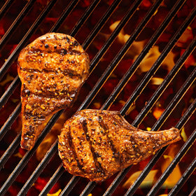 McCormick Grill Mates Smoky Applewood Marinade Mix seafood prep visual emphasizes versatility.