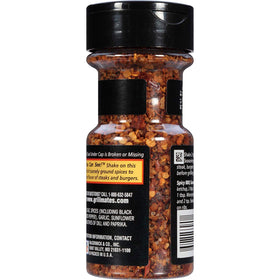 McCormick Grill Mates Spicy Montreal jar closeup highlighting red pepper heat