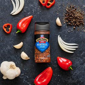 McCormick Grill Mates Spicy Montreal Seasoning on kebabs delivers smoky heat.