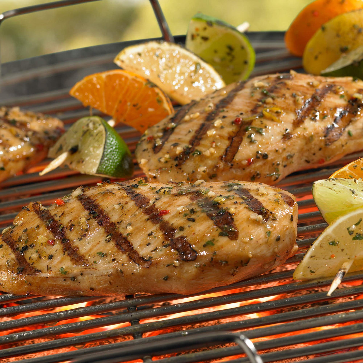 Pizza toppings with McCormick Grill Mates Zesty Herb Marinade flavor.
